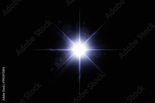Blue Lens Flare Light Burst Corner Overlay On Black Background