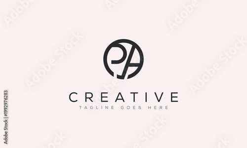 Minimalist letter pa monogram logo design inside a circle with monogram
