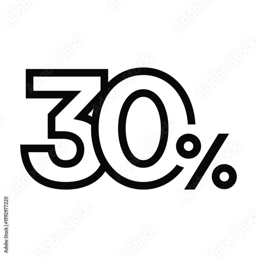 30 percent discount number in linear outline style