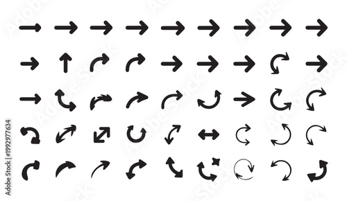 Bild auf Leinwand Variety of directional arrows in black vector style for different design applications