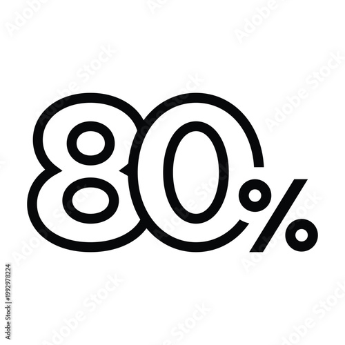 80 percent discount number in linear outline style