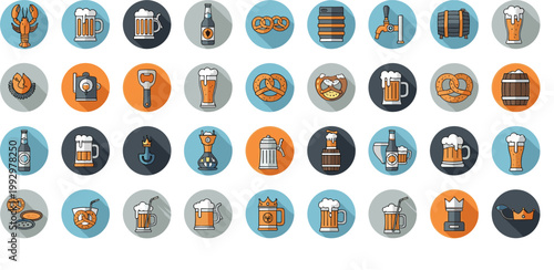 Construction Worker Icon Set with Builder Tools, Engineer Helmet, Safety Equipment, Industrial Labor Symbols for Engineering, Repair, Maintenance, and Workforce Design