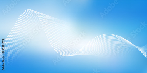 Abstract white wavy glowing lines on a blue background. Futuristic digital high-technology pattern. Health Care concept. Vector illustration