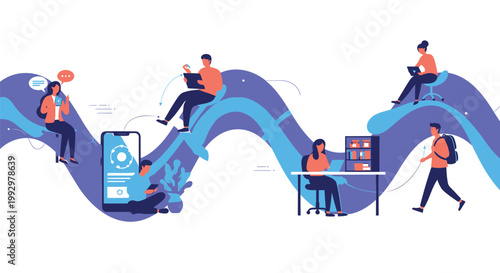 Business people workflow, office workflow, team collaboration, vector illustration