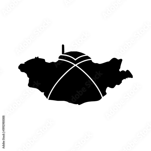 Mongolia Map with Traditional Ger Icon for Cultural Tourism