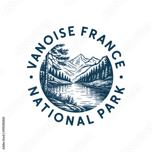 Vanose national park france a scenic mountain and lake emblem