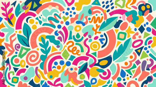 Vibrant colorful floral pattern design.
