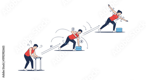 Businessman climbing stairs, career growth, success, vector illustration