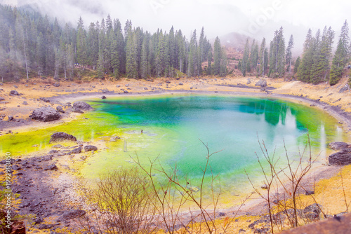 Lago di Carezza in Val di Fassa in Trentino Alto Adige.La leggenda di Ondina e l’arcobaleno.