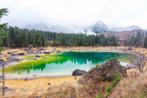 Lago di Carezza in Val di Fassa in Trentino Alto Adige.La leggenda di Ondina e l’arcobaleno.