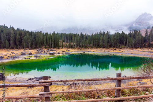 Lago di Carezza in Val di Fassa in Trentino Alto Adige.La leggenda di Ondina e l’arcobaleno.