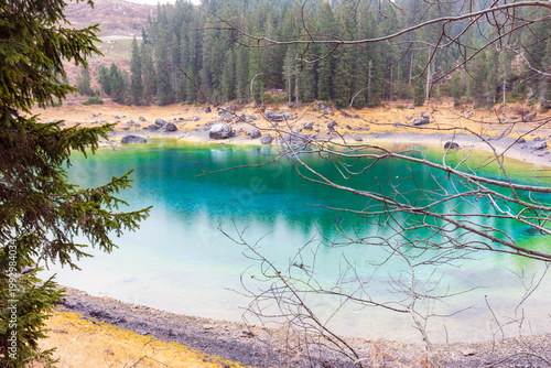 Lago di Carezza in Val di Fassa in Trentino Alto Adige.La leggenda di Ondina e l’arcobaleno.