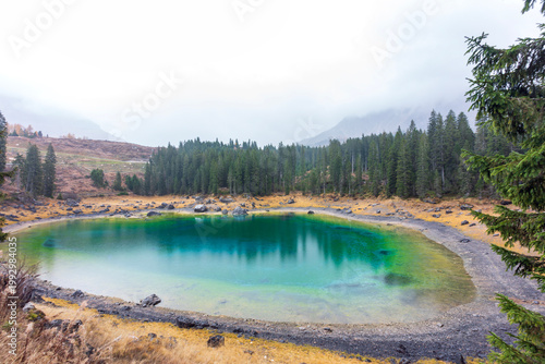 Lago di Carezza in Val di Fassa in Trentino Alto Adige.La leggenda di Ondina e l’arcobaleno.