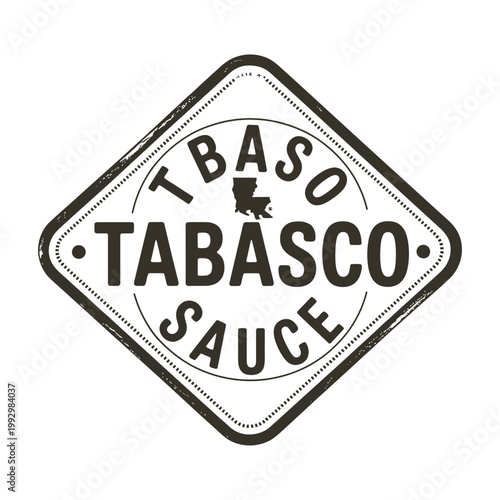 Vintage tabasco sauce logo on a diamond shaped background
