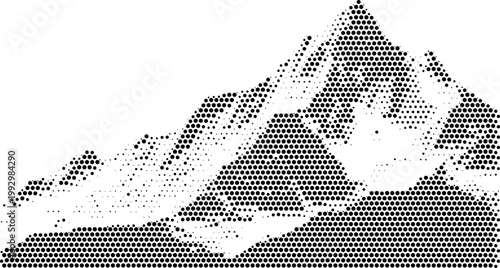 Stipple Mountain Peak Landscape Vector Illustration