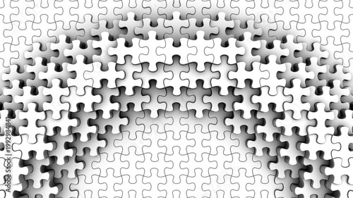 Puzzles Form a Wave. Abstract motion, 3d rendering, 4k resolution
