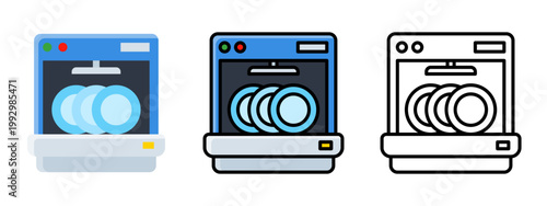 Dishwasher Appliance Icon Kitchen Cleaning Machine Vector