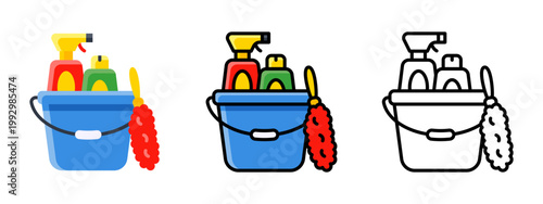 Cleaning Supplies Household Equipment Product Icon Set
