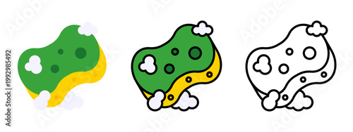 Cleaning Sponge Household Kitchen Tool Icon Vector