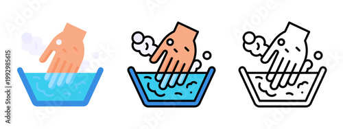 Hand Wash Laundry Cleaning Clothes Icon Vector