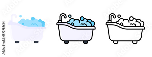 Bathtub Bathroom Spa Relaxation Hygiene Icon Vector