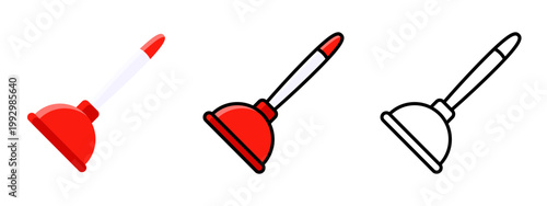 Plunger Plumbing Drain Cleaning Tool Icon Vector