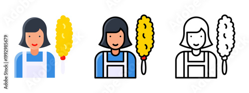 Cleaning Service Maid Housekeeping Worker Icon Vector
