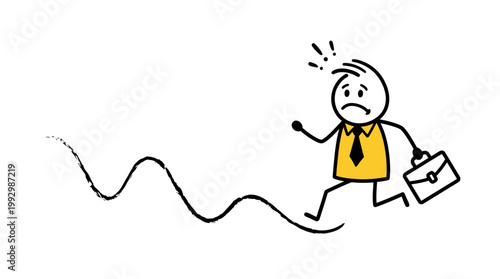 Stick figure running in a desperate attempt to catch up with a wavy line