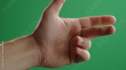Male Hand Thumbs Up Gesture on Green Screen Background for Chroma Keying.