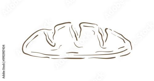 A simple sketch of a rustic loaf of bread. This charming hand drawn vector illustration captures the essence of a traditional bakery. Perfect for food blogs, menus, and grocery branding