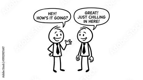 Businessmen Chatting About Their Day With Speech Bubbles