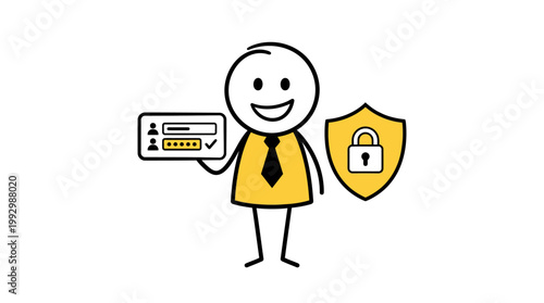 Protecting your login credentials with a shield and password security illustration