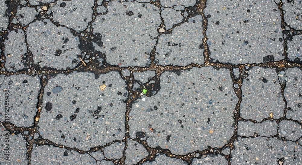 Obraz premium Cracked Asphalt Surface Showing Damage and Weathering.