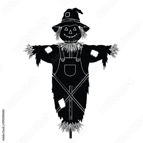 Rustic halloween scarecrow silhouette bundle for garden decoration.