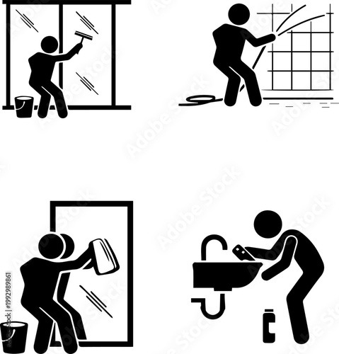 Set of Cleaning Service and Maintenance Icons