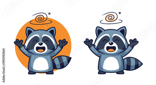 Dizzy Raccoon with Swirls Above Head and Open Mouth