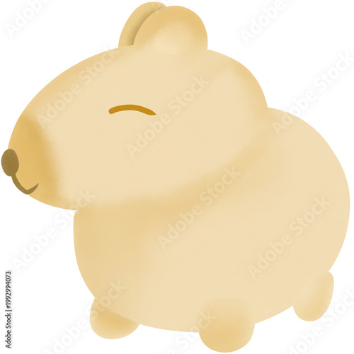 An adorable capybara, depicted in an illustration, evokes a sense of peace and tranquility through its gentle expression and relaxed posture.