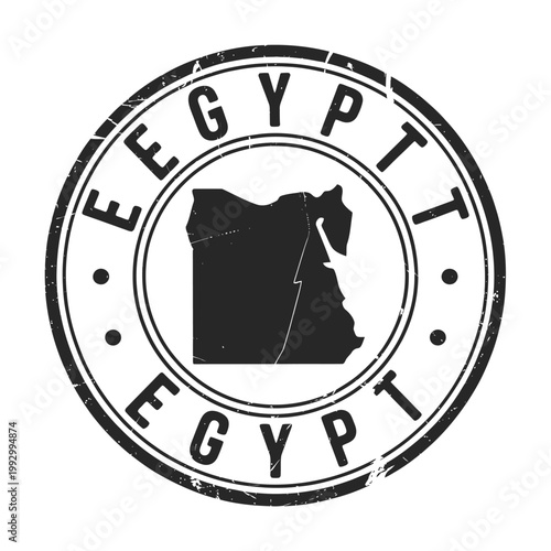Distressed stamp depicting the map of egypt with the country s name