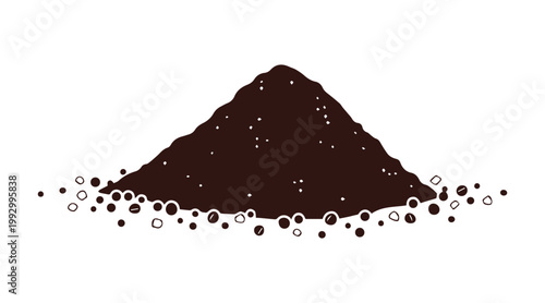 Hand-drawn vector illustration of salt, pepper, and spices with a small hill of salt in sketch style.