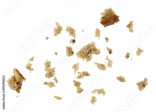 Quadro em tela Scattered bread crumbs isolated on a transparent background