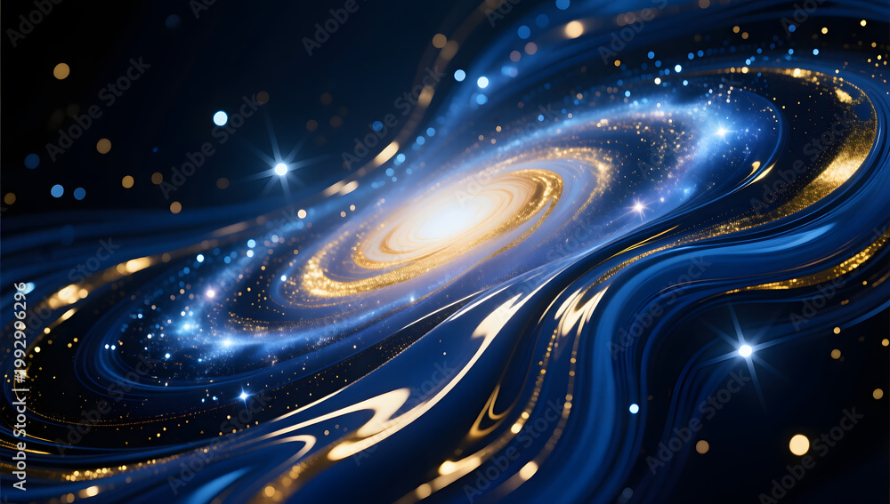 Fototapeta premium Galaxy themed fluid art pigment showing a deep starry sky