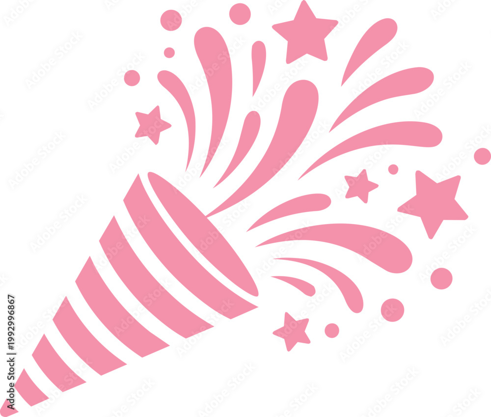 Fototapeta premium Party Popper Confetti Explosion with Stars