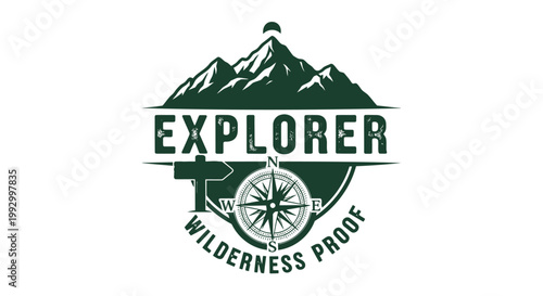 Explorer, wilderness, outdoor, adventure, logo, badge, emblem, vector