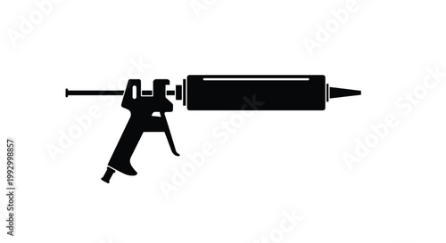 Black silhouette of a professional caulking gun tool used for applying sealant and adhesive in construction and home repair.