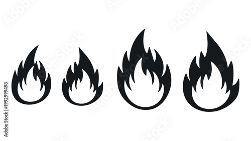 Four black flames of varying sizes displayed as a graphic silhouette