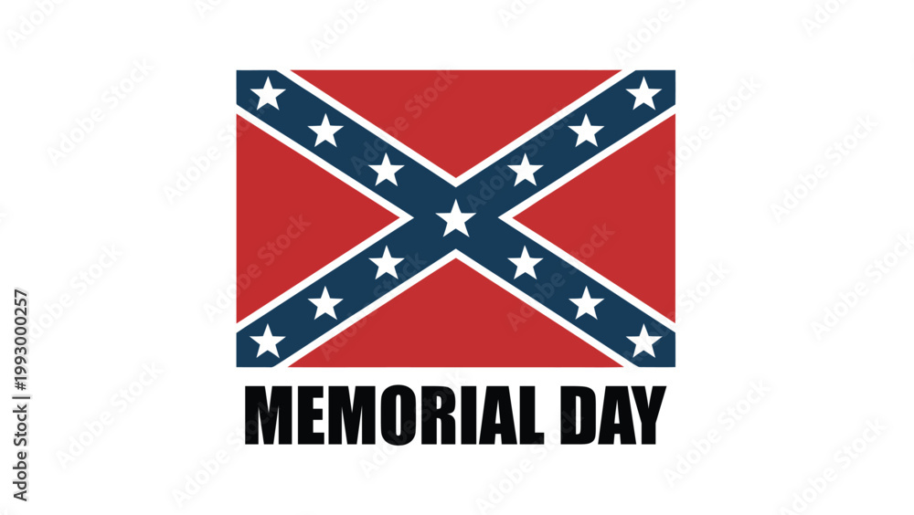 Fototapeta premium memorial day illustration with confederate flag symbol and bold typography, historical american civil war reference design, remembrance tribute concept for veterans and military history