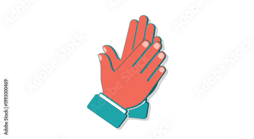 Hand gesture icon, palm out, stop sign, vector graphic