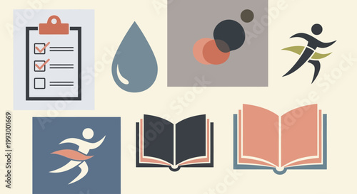 Healthy lifestyle icons set