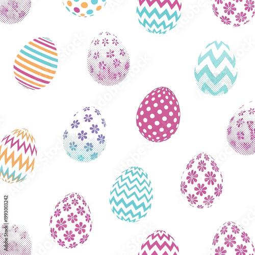 Colorful Easter Eggs Patterns Designs.