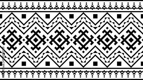 Seamless black traditional tribal geometric pattern
